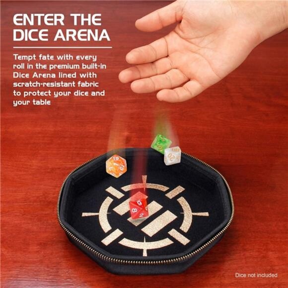 DND Dice Tray and Case - DND Dice Holder for up to 150D&D Dice with Rugged Shell - Picture 4 of 7